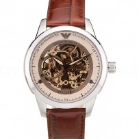 Emporio Armani Meccanico Brown Leather Strap Open Dial 98249