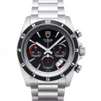 AAA Replica Tudor Grantour Chrono Bay Black Dial Steel Strap Mens Watch 20530N-1