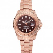 Swiss Rolex Submariner Skull Limited Edition Brown Dial Rose Gold Case And Bracelet 1454087