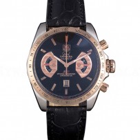 Tag Heuer Carrera Stainless Steel Case Black Dial Black Leather Strap