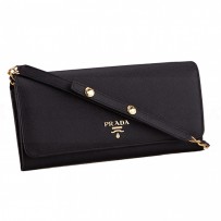 Prada Continental Wallet with Strap Black