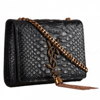 Saint Laurent Kate Monogram Tassel Python Leather Gold Hardware Black Mini Bag 18926850