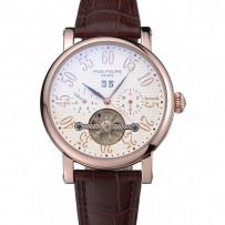 Patek Philippe Grand Complications Gold Case White Dial Arabic Numerals Brown Leather Bracelet 622255
