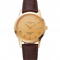Vacheron Constantin Patrimony Chronometre Royal Gold Dial Gold Case Brown Leather Strap