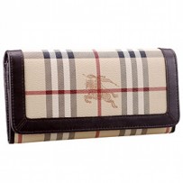 Burberry Haymarket Check Large Wallet Dark Brown
