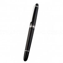 MontBlanc Silver Trimmed Black Enamel Ballpoint Pen With MB Engraving
