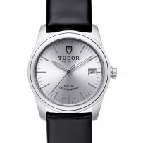 AAA Replica Tudor Glamour Date Silver Dial Leather Strap Ladies Watch 55000-1