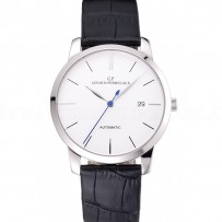 Swiss Girard-Perregaux 1966 White Dial Silver Case Black Leather Strap