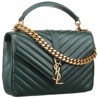 Saint Laurent College Monogram Medium Green Leather Bag 18927380