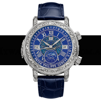 AAA Replica Patek Philippe Sky Moon Tourbillon White Gold Blue Watch 6002G-001