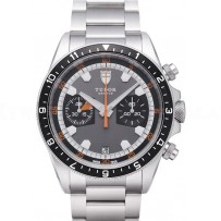 AAA Replica Tudor Heritage Chrono Grey Dial Steel Strap Mens Watch 70330N-2