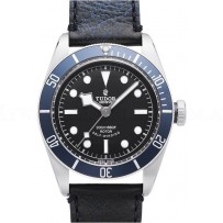 AAA Replica Tudor Heritage Black Bay Black Dial Leather Strap Mens Watch 79220B-1