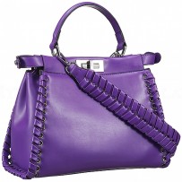 Fendi Peekaboo Whipstitch Purple Leather Bag  18927314