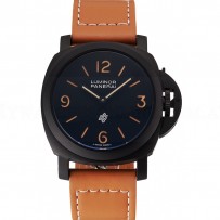 Panerai Luminor Ion Plated Stainless Steel Bezel Orange Leather Bracelet  622309
