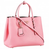 Prada Saffiano Double Tote Pink
