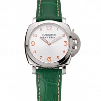 Panerai Radiomir White Dial Stainless Steel Case Green Leather Strap 1453804