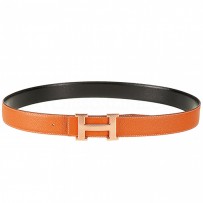 Hermes Orange With Pink Rose "H" Buckle Closure Belt
