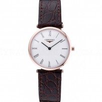 Longines La Grande Classique White Dial Brown Leather Band Homme  622136