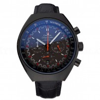 Omega Speedmaster Mark II Black And Red Dial Black Case Black Leather Strap  622814