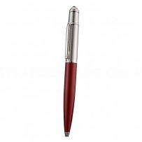 Cartier Silver Rimmed Silver Wave Pattern Upper Body Red Ballpoint Pen  622769