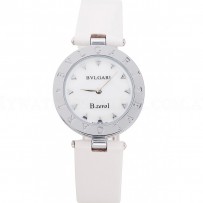 Bvlgari B.ZERO1 25mm White Dial Stainless Steel Case And Bezel White Leather Bracelet