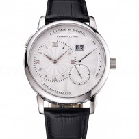 A. Lange & Sohne Lange 1 White Dial Stainless Steel Case Black Leather Strap