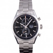 Tag Heuer SLR Polished Stainless Steel Case Black Dial Stainless Steel Strap
