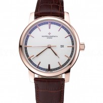 Vacheron Constantin Patrimony Contemporary Gold Case White Dial Brown Leather Strap 622307