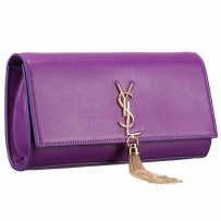 Saint Laurent Cassandre Tassel Purple Clutch 608320