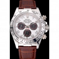 Rolex Daytona Stainless Steel Case White Dial Brown Leather Strap