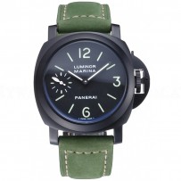 Panerai Luminor Marina Ion Plated Stainless Steel Bezel Green Leather Bracelet  622312