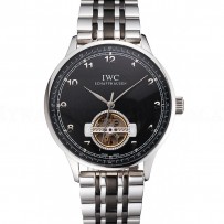 IWC Portugieser Tourbillon Black Dial Stainless Steel Case Two Tone Black Steel Bracelet