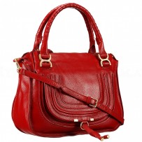 Chloe Marcie Satchel Crossbody Bag Dark Red