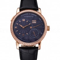 A. Lange & Sohne Little Lange Blue Dial Rose Gold Case Black Leather Strap