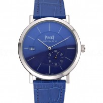 Piaget Altiplano Silver Case Blue Dial Blue Leather Bracelet  622630