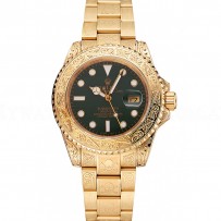 Swiss Rolex Submariner Skull Limited Edition Green Dial Gold Case And Bracelet 1454088