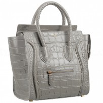 Celine Micro Luggage Crocodile Grey