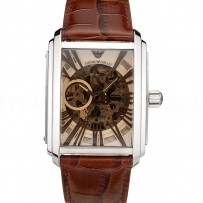 Emporio Armani Meccanico Brown Leather Strap Open Dial 98255