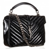 Saint Laurent College Monogram Patent Leather Medium Black Bag 18927010