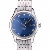 Omega Swiss DeVille Stainless Steel Bezel Roman Numbers Blue Dial 7612