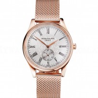Patek Philippe Calatrava Small Seconds Silver Engraved Dial Rose Gold Case And Bracelet
