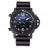 Panerai Luminor Submersible Flyback Date Black Dial Black Ionized Case Black Rubber Strap