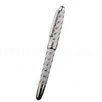 MontBlanc Basket Weave Pattern Silver Ballpoint Pen With Bvlgari Engraved Cap