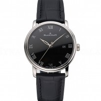 Blancpain Villeret Ultra Slim Black Dial Stainless Steel Case Black Leather Strap