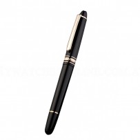 MontBlanc Gold Trimmed Black Enamel Fountain Pen With MB Engraving
