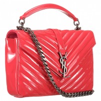 Saint Laurent College Monogram Patent Leather Medium Coral Bag 18927013