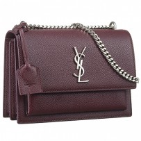 Saint Laurent Sunset Burgundy Leather Medium Bag 18927395