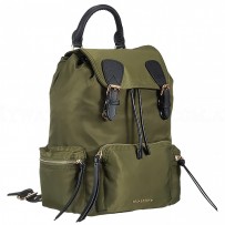 Burberry Large Backpack Green Nylon Black Leather Trim 18927039