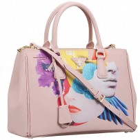 Prada Double Tote Colage-Print Pink Bag  18927274