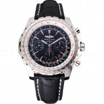 Swiss Breitling Bentley Black Croco Leather Bracelet Black Dial 80286